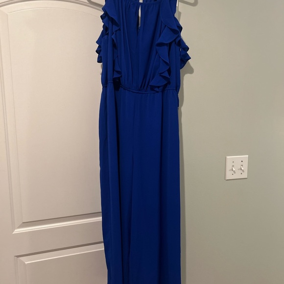Royal Blue Ruffle Jumpsuit - Picture 3 of 6